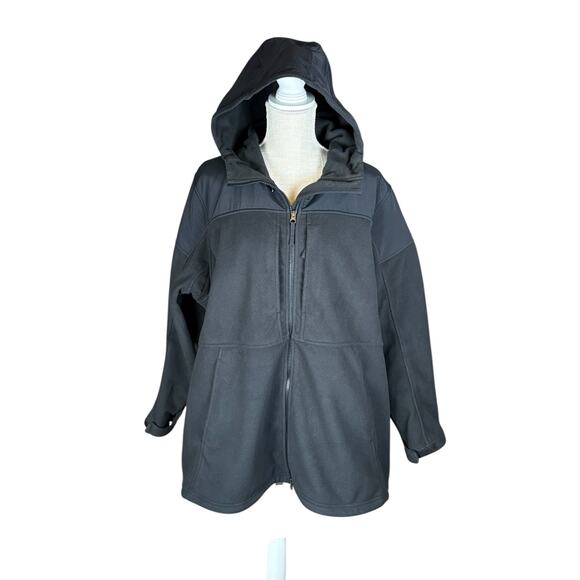 Duluth Trading Co Shoreline Micro Fleece Hooded Jacket Coat Women's 1X Black - Picture 2 of 9